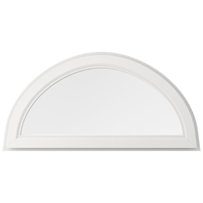 A white window with a curved top.