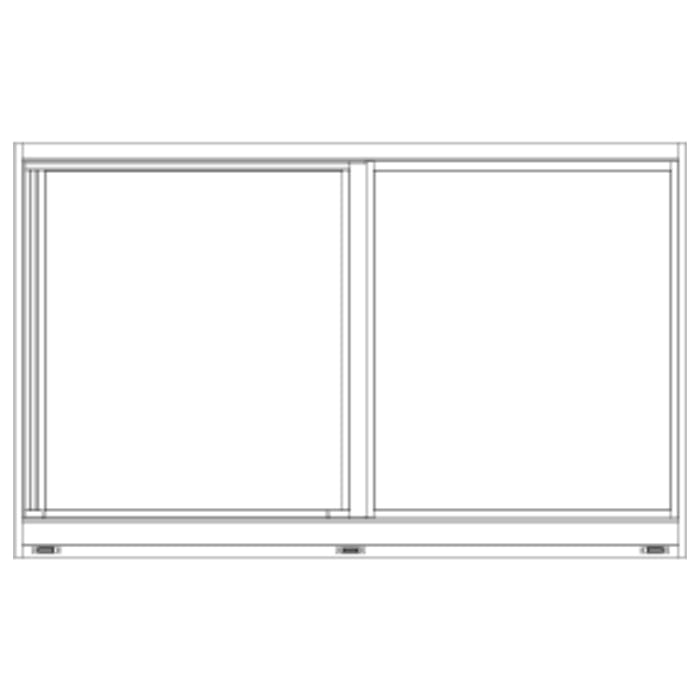 A drawing of an open window with the bottom half closed.